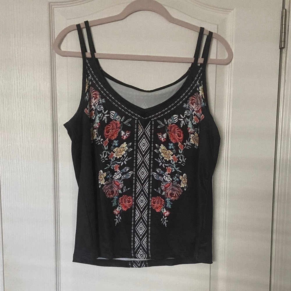Floral Black Women's Tank Top